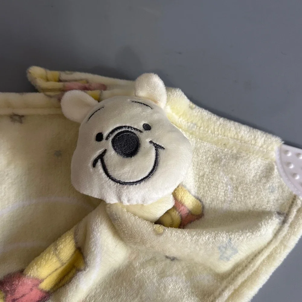 Disney Baby Winnie the Pooh Security Blanket Lovey with Silicone Teether Yellow